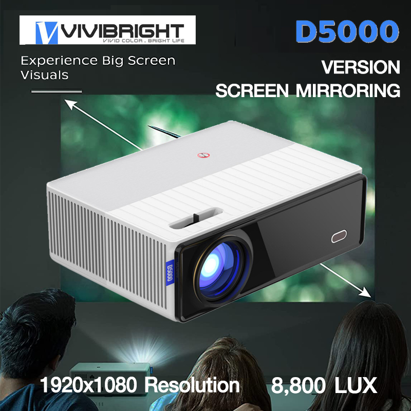 VIVIBRIGHT D5000 Full HD 1080P Projector, (2800 ANSI Lumens) SCREEN MIRRORING
