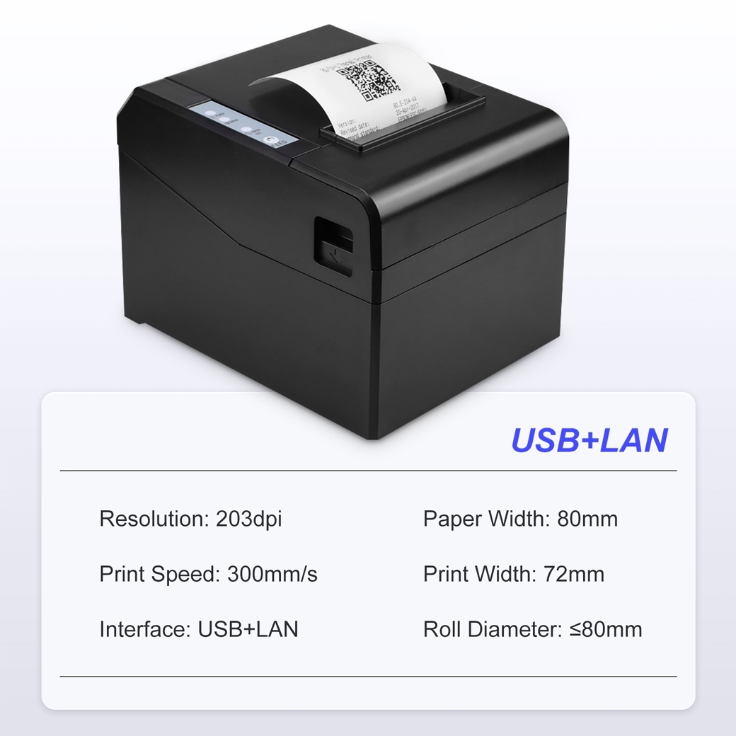 Xprinter Thermal 8330 Pos 80 มม.ไม่ใช้หมึก เครื่องพิมพ์ใบเสร็จ (USB-LAN)