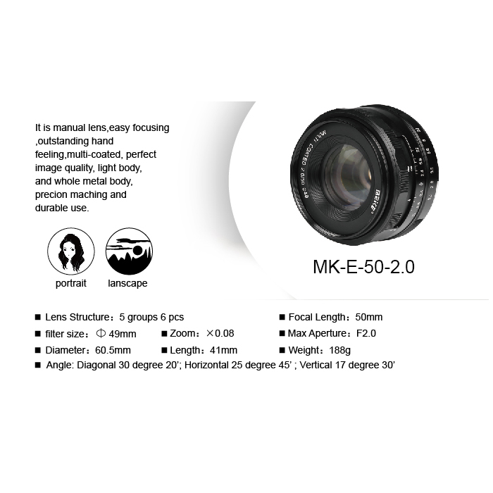 Lens MEIKE 50mm F2.0 for Sony E Mount