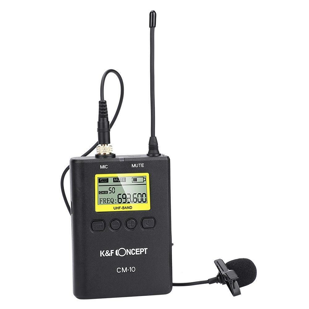 K&F Concept CM-10 1R2T UHF Wireless Lavalier Microphone 