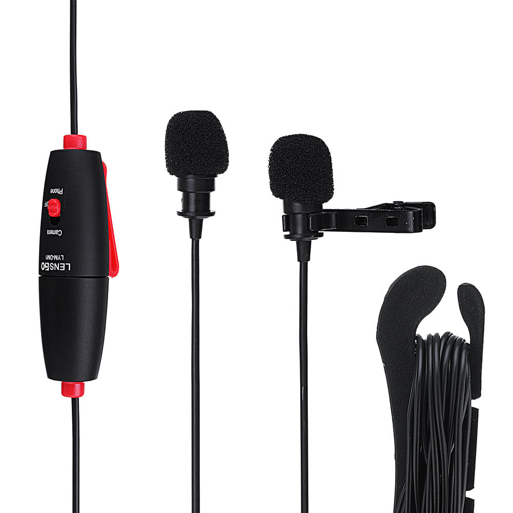 LENSGO LYM-DM1 Double 2 in 1 Mini Lavalier Microphone For Camera/Smartphone ไมโครโฟน