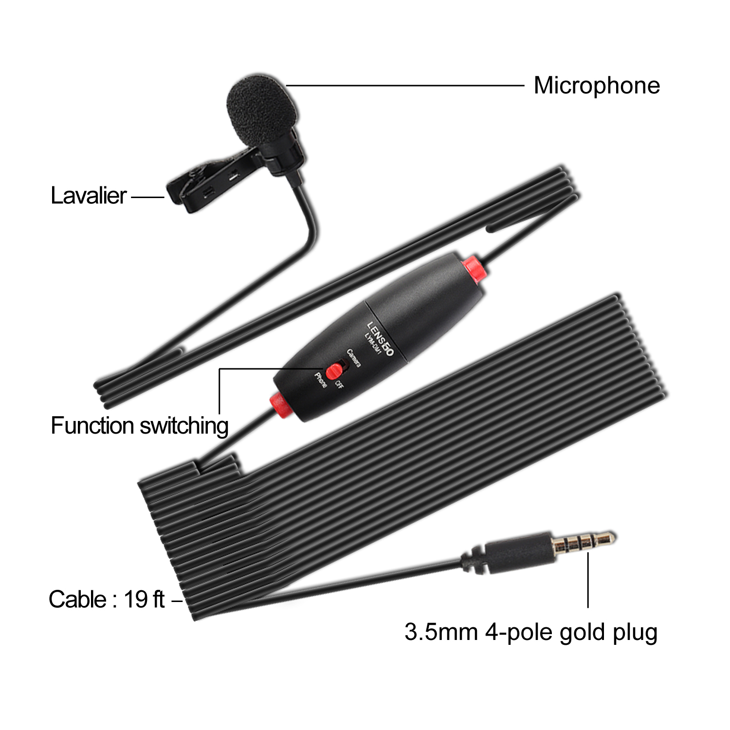 LENSGO LYM-DM1 Double 2 in 1 Mini Lavalier Microphone For Camera/Smartphone ไมโครโฟน