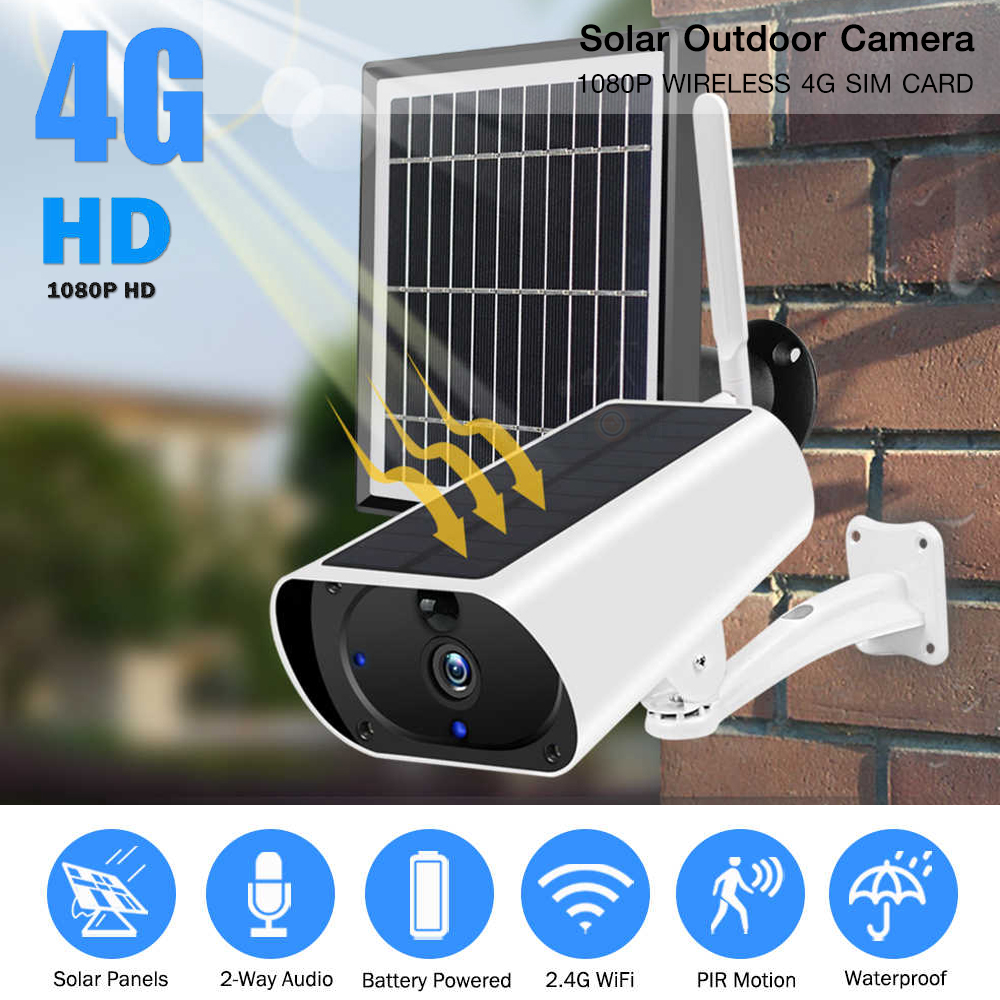 4G LTE Outdoor Solar Power Camera 1080P HD Wireless 4G SIM