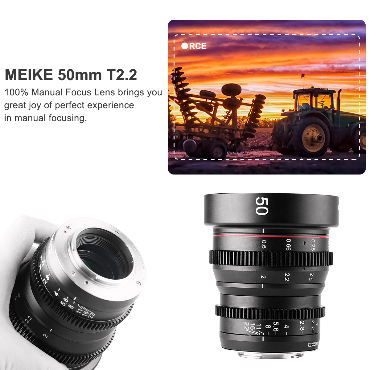 Lens MEIKE 50mm T2.2 Manual Focus Cinema Lens for Fuji X-Mount