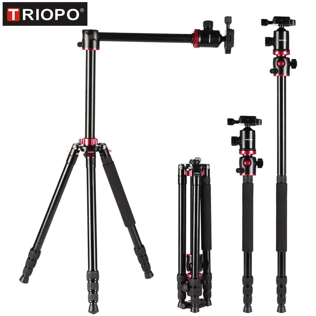 TRIOPO PMT-2504X8.C+D2A Aluminum Plastic Adjustable Tripod ขาตั้งกล้อง