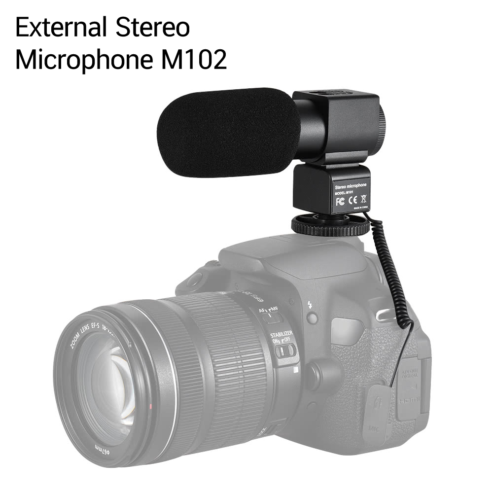 External Stereo Microphone (M102) for Camcorder, DSLR