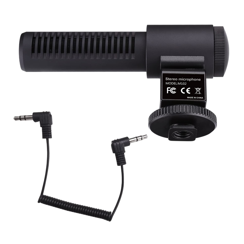 External Stereo Microphone (M102) for Camcorder, DSLR
