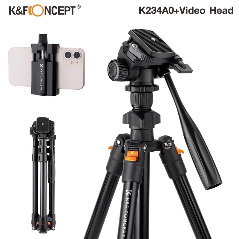 K&F Concept KF09.115 Aluminum Tripod K234A0+Video Head ขาตั้งกล้อง