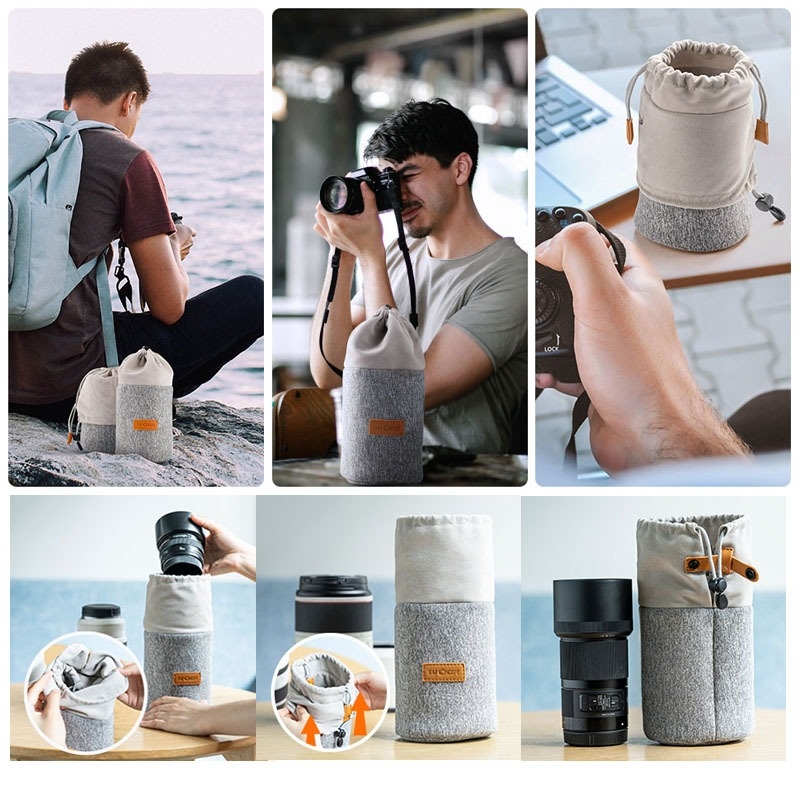 K&F Concept KF13.121 Camera Lens Bag, Protective Lens Pouch Bag 10*18cm