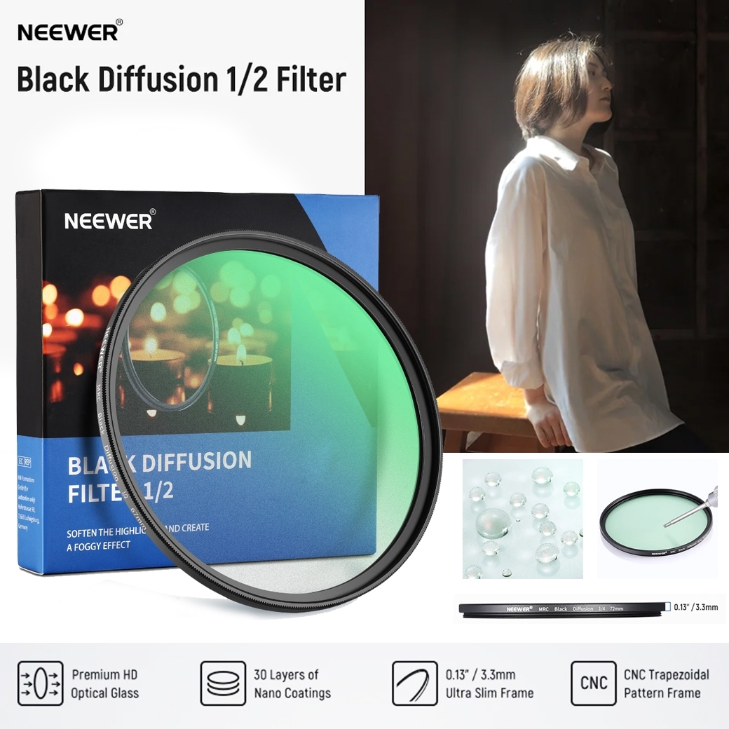 NEEWER BLACK SOFT FILTER 1/2 SPECIAL EFFECTS FILTER 72MM