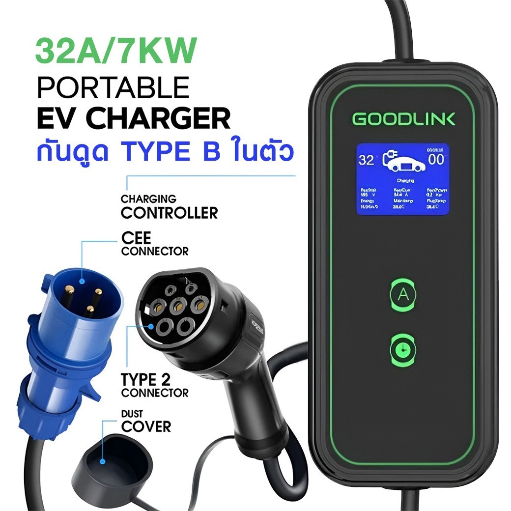 Suntree EV Charger 7KW/32A 4.3 Inch LCD Type 2 Built In Protection Swipe Card With APP Function