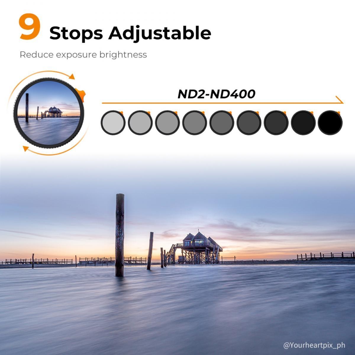 K&F CONCEPT 40.5mm ND2-400 Variable Neutral Density ND Filter