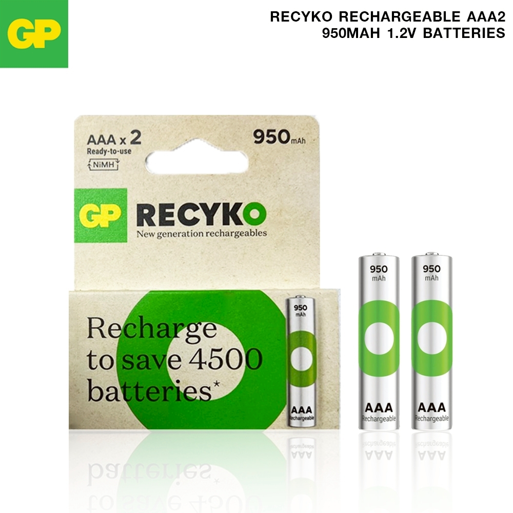 GP Recyko Rechargeable AAA2 950mAh 1.2V Batteries GP Recyko Rechargeable AAA2 950mAh 1.2V Batteries