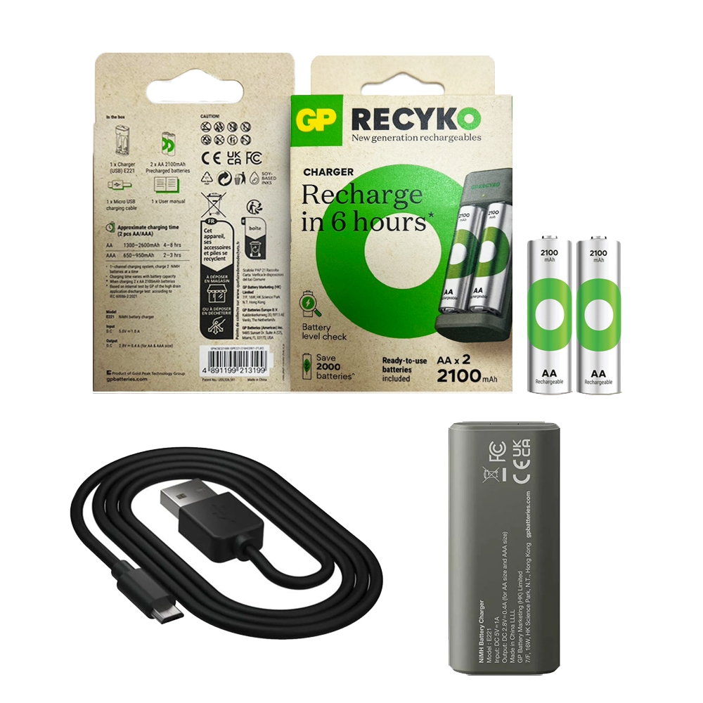 GP ReCyko Recharge AA2 + Charger  2100mAh  GP ReCyko Recharge AA2 + Charger  2100mAh