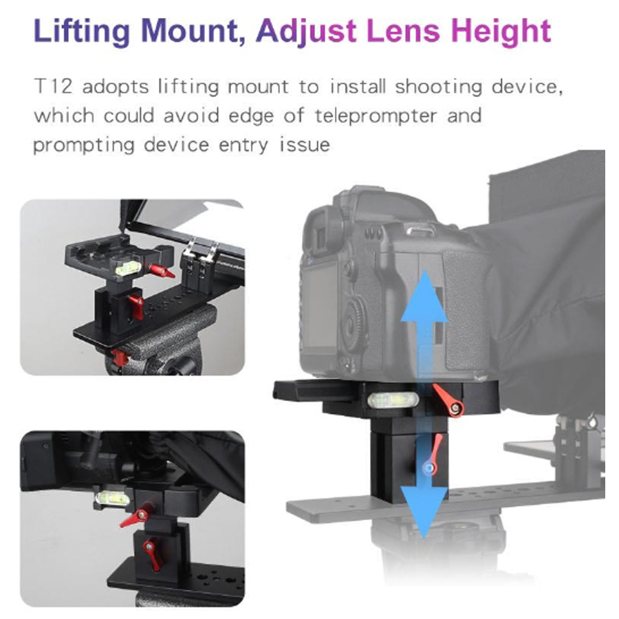 Desview T12 Portable Large Screen Teleprompter DSLR, Mirrorless and Webcam for 12.9” smartphone, tablet Prompting